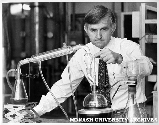 Associate Professor John Agnew testing oil re-refining technique