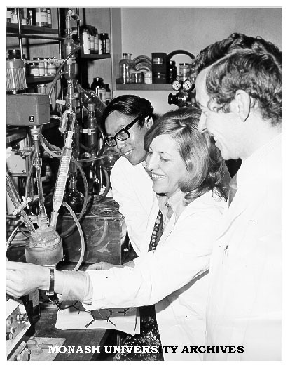 Dr David Black (right) and research assistants Mrs Corrie Bos and Dr Laurence Wang