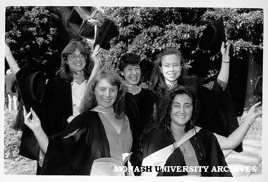 Graduating Chemistry honours students. Back row from left: Michelle Hill, Marie-Ann Fam, and Danielle Mansfield; front row: Lynette Hatherley and Fiona Joshua
