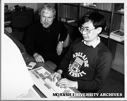 Dr Frank Burden (left) and Mr Tam Vu, developers of computer based lessons for Chemistry students