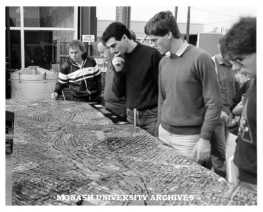 Model of south eastern freeway and Mulgrave freeway link. David Collinson, centre right