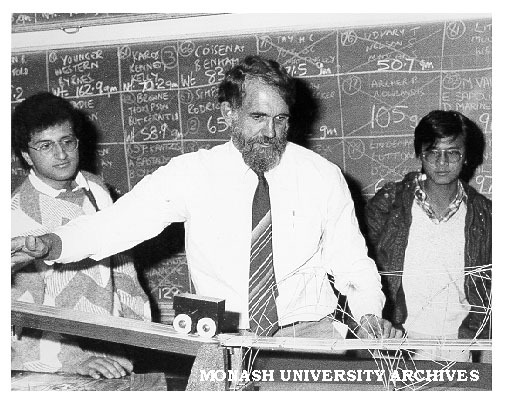 Professor Noel Murray testing winner of Most Emotive award in Primordial Pristine Cupreous Bridge Competition