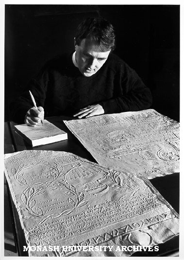 Paul Wilson transcribing ancient Greek inscriptions from 'squeeze'