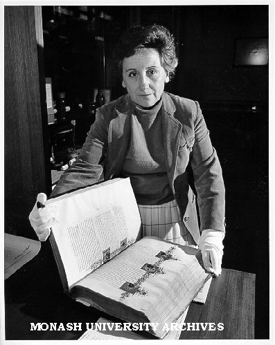 Dr Alba Romano with 15th century Florentine codex