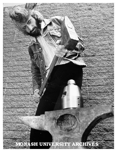 Rick Williams demonstrating how coins were minted in classical Greece