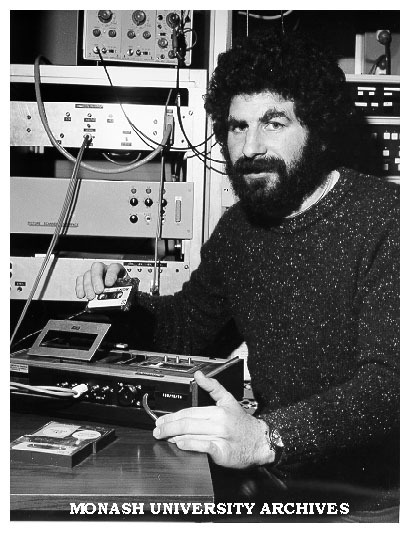 Dr David Boulton with tape and tape deck used for digital storage