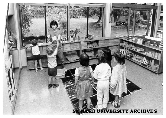 Elwyn Morey Centre kindergarten teacher Gracie Scala, with her charges