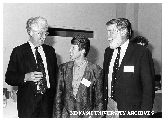 Minister for Community Service Mr Race Mathews, Professor Millicent Poole and Mr Herbert Barnes, Executive Director of ILEX at launch of International Learning Exchange in Professional Youthwork
