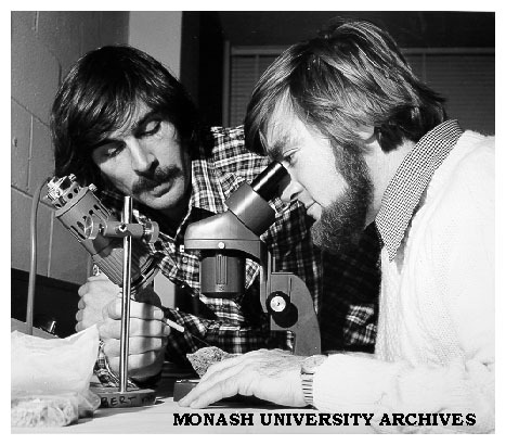 Student Rob Mosig (left) with supervisor Dr Ian Nicholls looking at samples