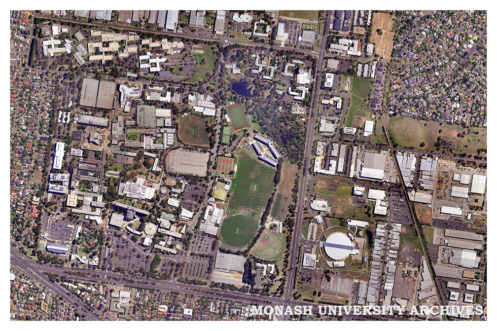 Aerial view of Clayton Campus and surrounds