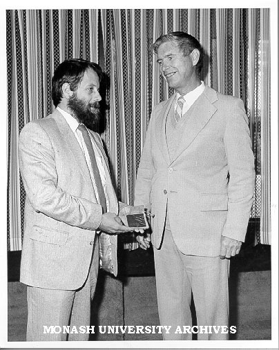 Phillip Dight (left) winner of Manuel Rocha Medal with Professor Eric Laurenson
