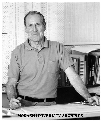 Roy Evans, designer of university's cheque embossing machine