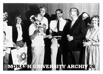 New Dean of Engineering, Professor Peter Darvall (centre left) celebrating with faculty members