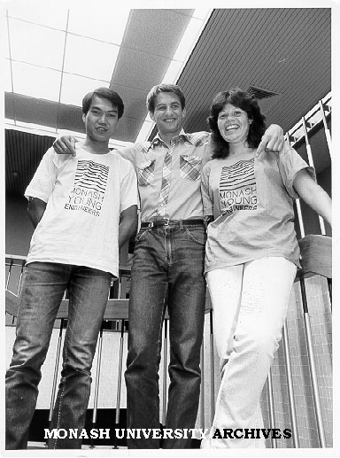 Monash Institution of Engineers Australia members, from left: Sam Lau (president), Michael Short (committee), and Susan Hancy (secretary-treasurer)