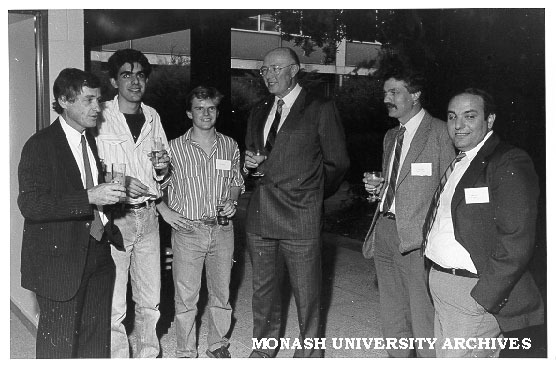 Professor Peter Darvall (left) and Engineering faculty at function for industry scholarships and sponsors