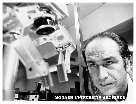 Professor Ray Jarvis with eye-in-hand robot