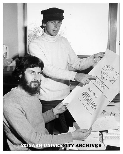 Masters students in environmental science Lindsay Bevege (right) and John Bally