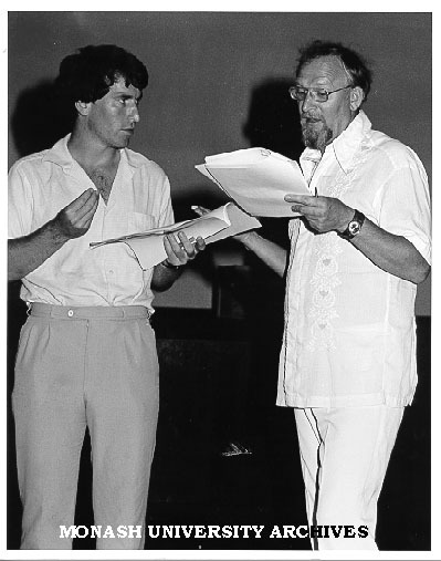 Richard Parnell (right) and Richard Oakes rehearsing for Shakespeare Society production