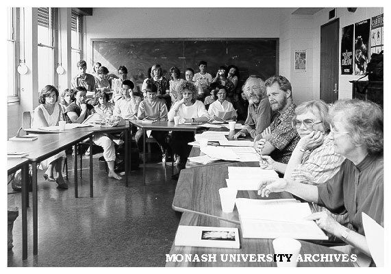 Writers-in-Residence workshop, conducted by tutor John Leonard and poet Mark O'Connor (3rd from right)