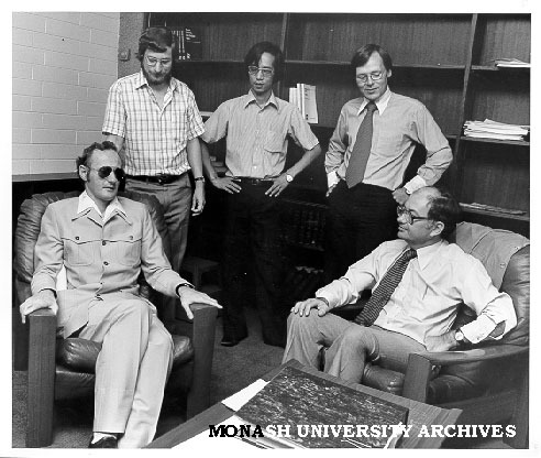 Ron McCallum (seated left), Arie Freiberg, Hisao Ishikawa, Malcolm Smith and Bob Baxt