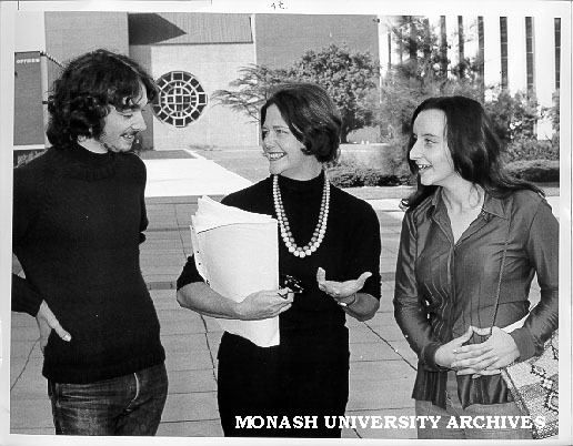 Arts students Marianne Wood (right), Ian Pritchard and Joan Martin