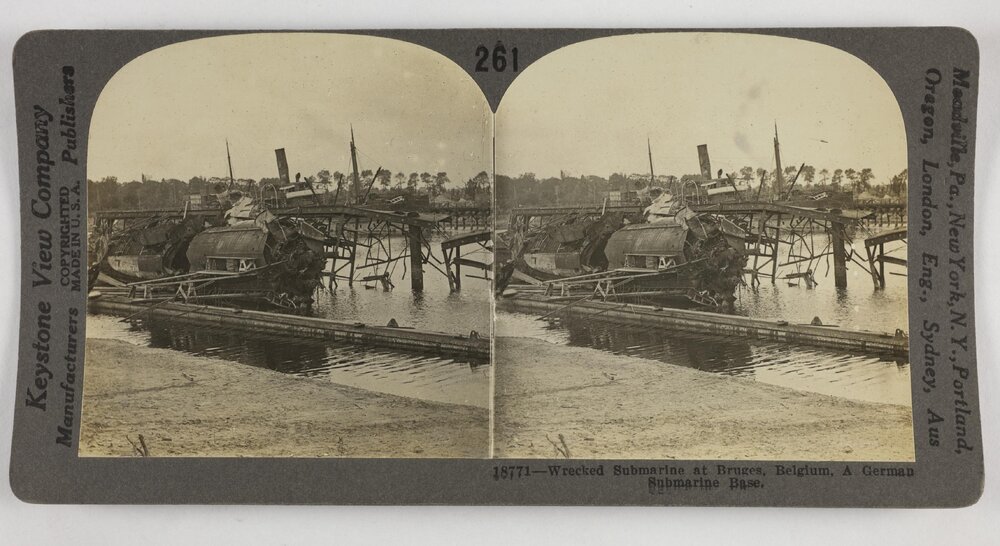 Wrecked submarine at Bruges, Belgium, a German submarine base