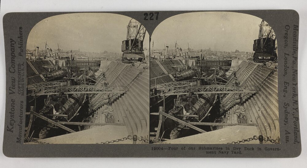 Four of our submarines in dry dock in government Navy yard