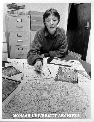 Sheryl Yelland using maps and aerial photographs for applied history project