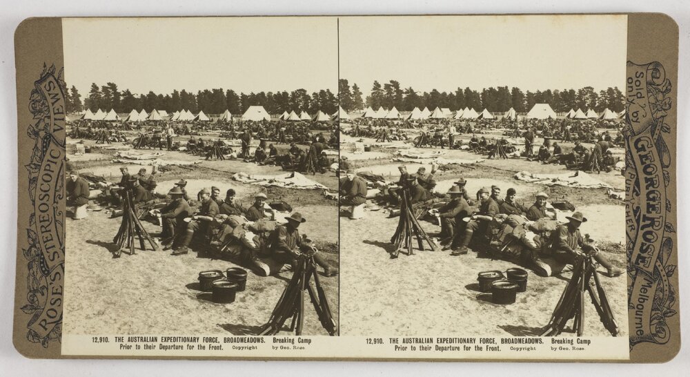 The Australian Expeditionary Force, Broadmeadows.  Breaking camp prior to their depature for the front