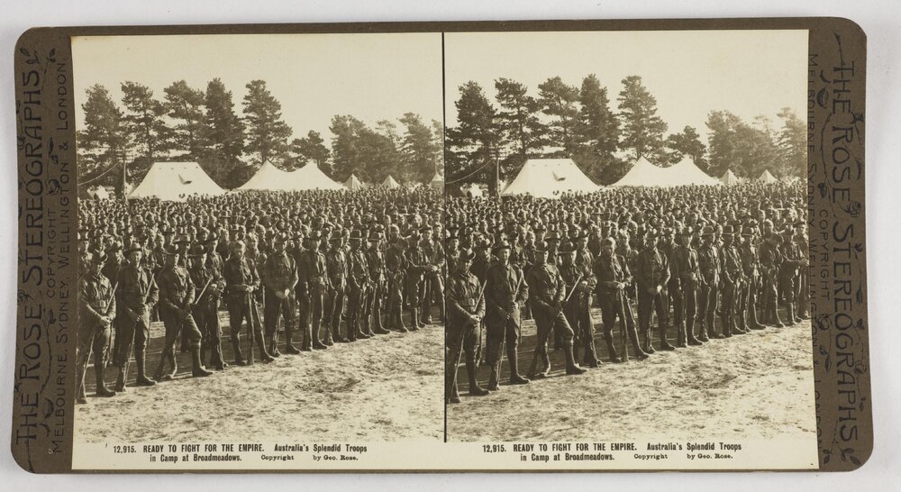 Ready to fight for the Empire.  Australia's splendid troops in camp at Broadmeadows