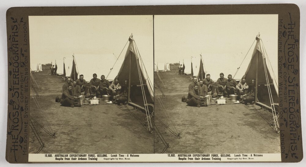 Australian Expeditionary Force, Geelong.  Lunch time - A welcome respite from their arduous training