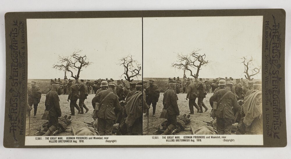 The Great War.  German prisoners and wounded, near Villers Bretonneux Aug. 1918