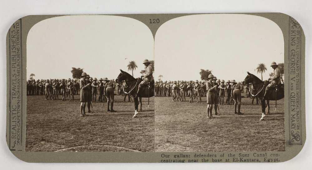 Our gallant defenders of the Suez Canal concentrating near the base at El-Kantara, Egypt