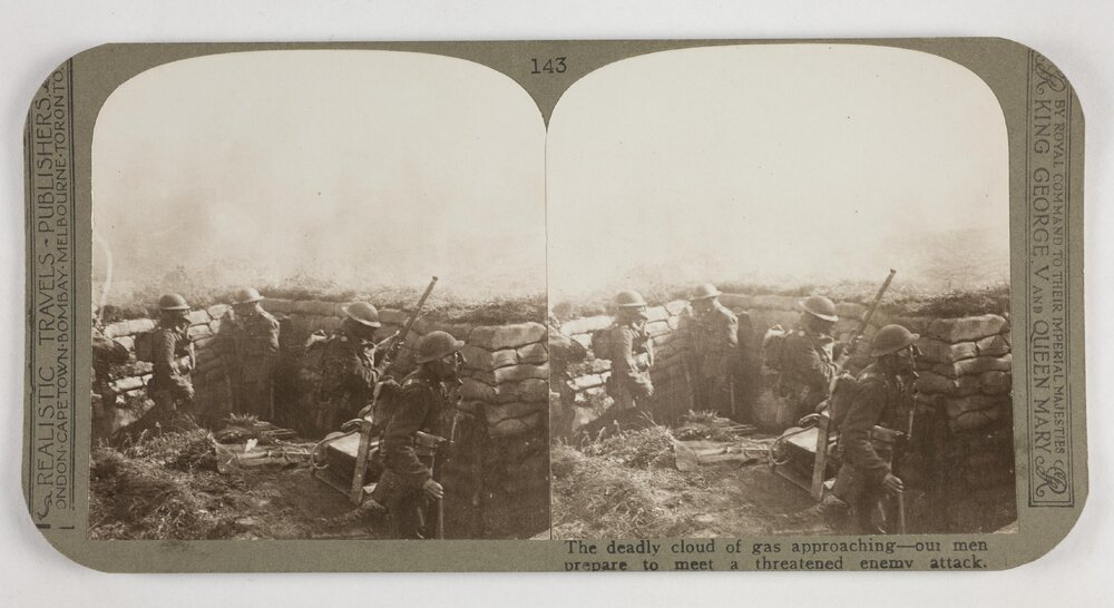 The deadly cloud of gas approaching - our men prepare to meet a threatened enemy attack