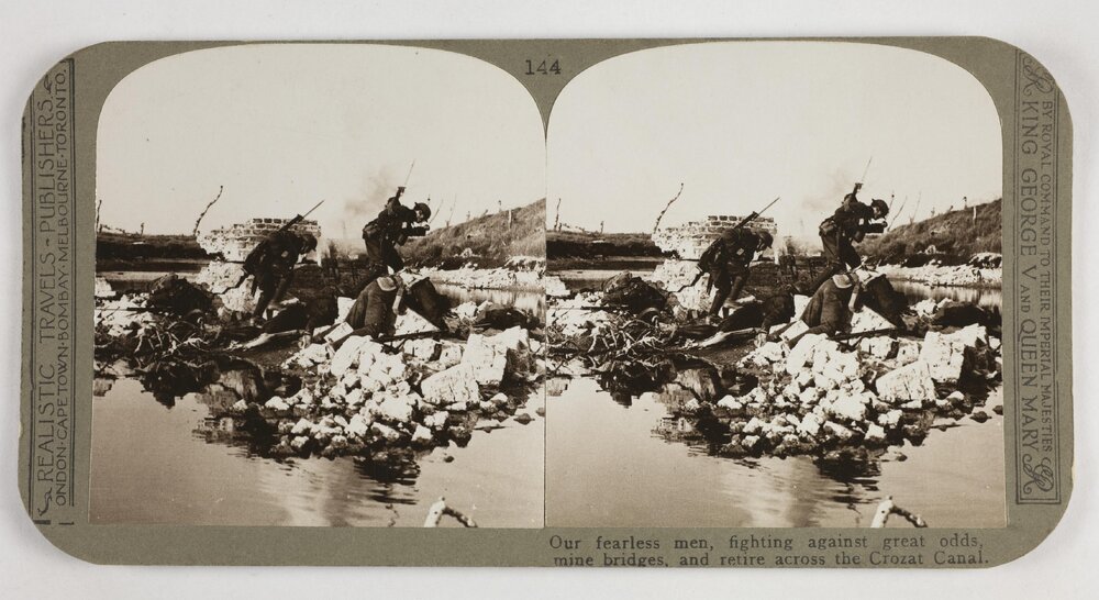 Our fearless men, fighting against great odds, mine bridges, and retire across the Crozat Canal