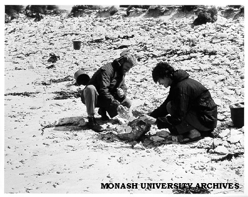 Lesley Head and colleague working on palaeoenvironmental study at Discovery Bay