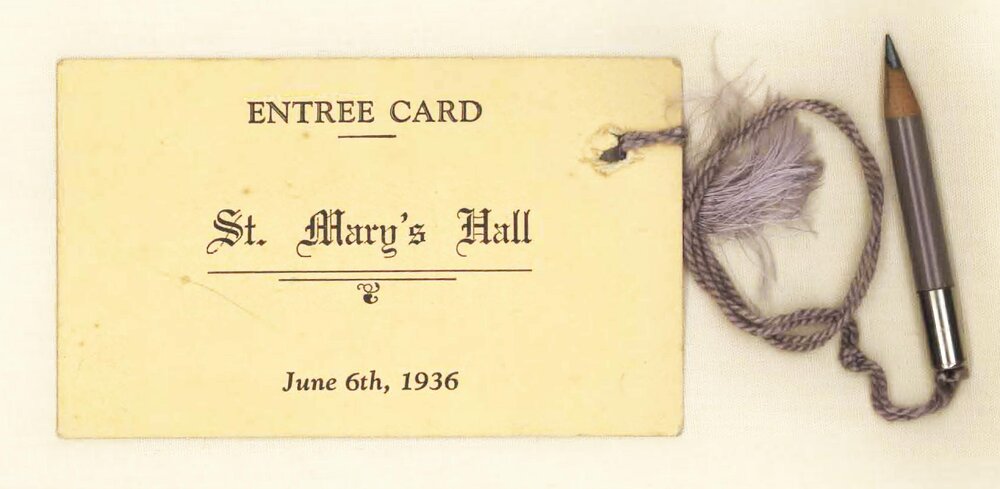 Entr&eacute;e card St. Mary's Hall, 6th June 1936