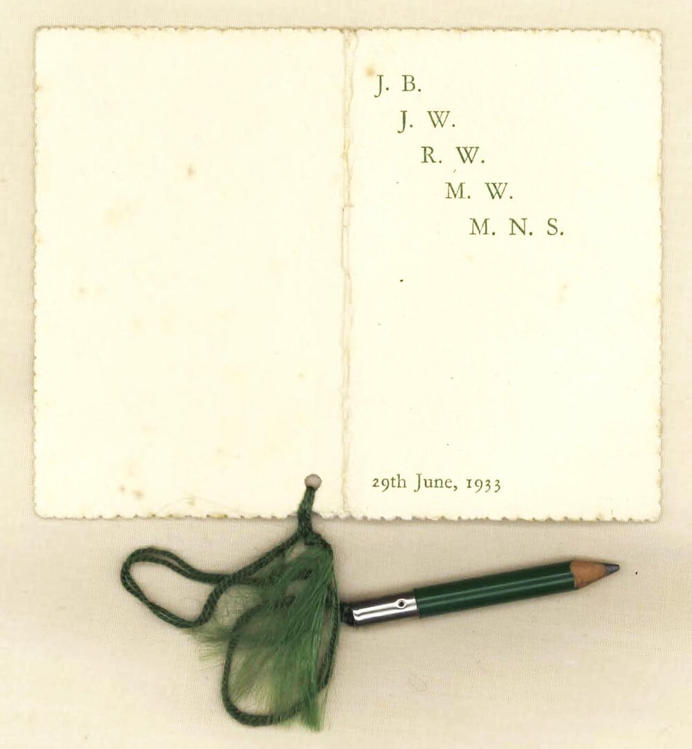 J.B. J.W. R.W. M.W. M.N.S, 29th June 1933