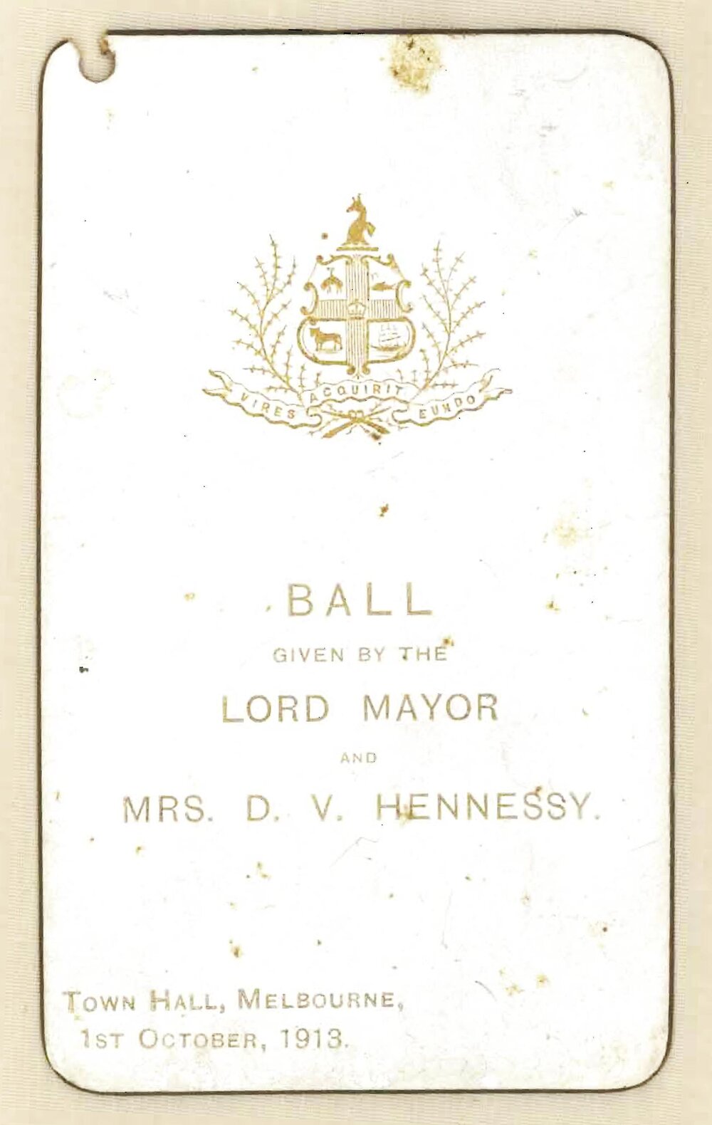 Ball given by the Lord Mayor and Mrs. D. V. Hennessy, 1st October 1913