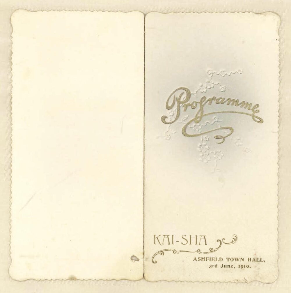 Programme. Kai-Sha, 3rd June 1910