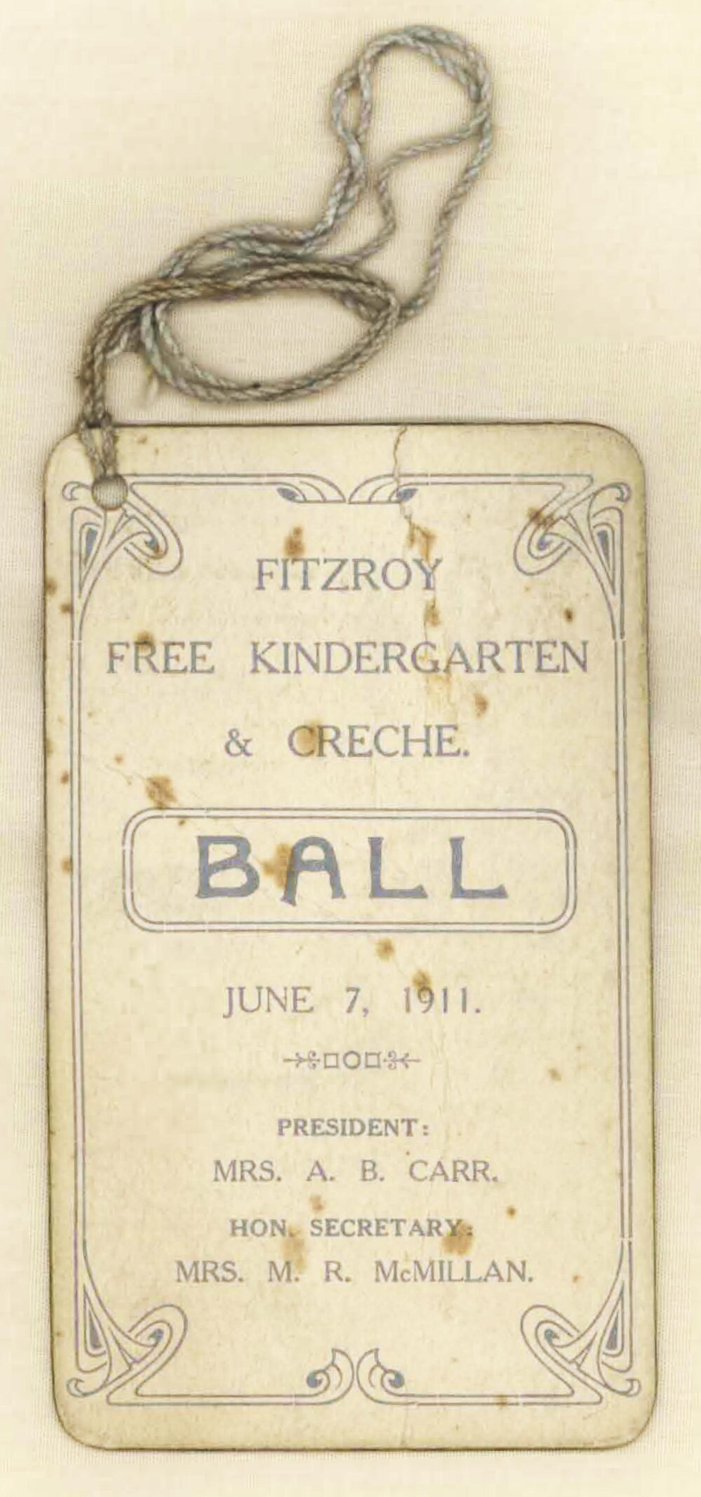 Fitzroy Free Kindergarten &amp; Creche ball, 7th June 1911