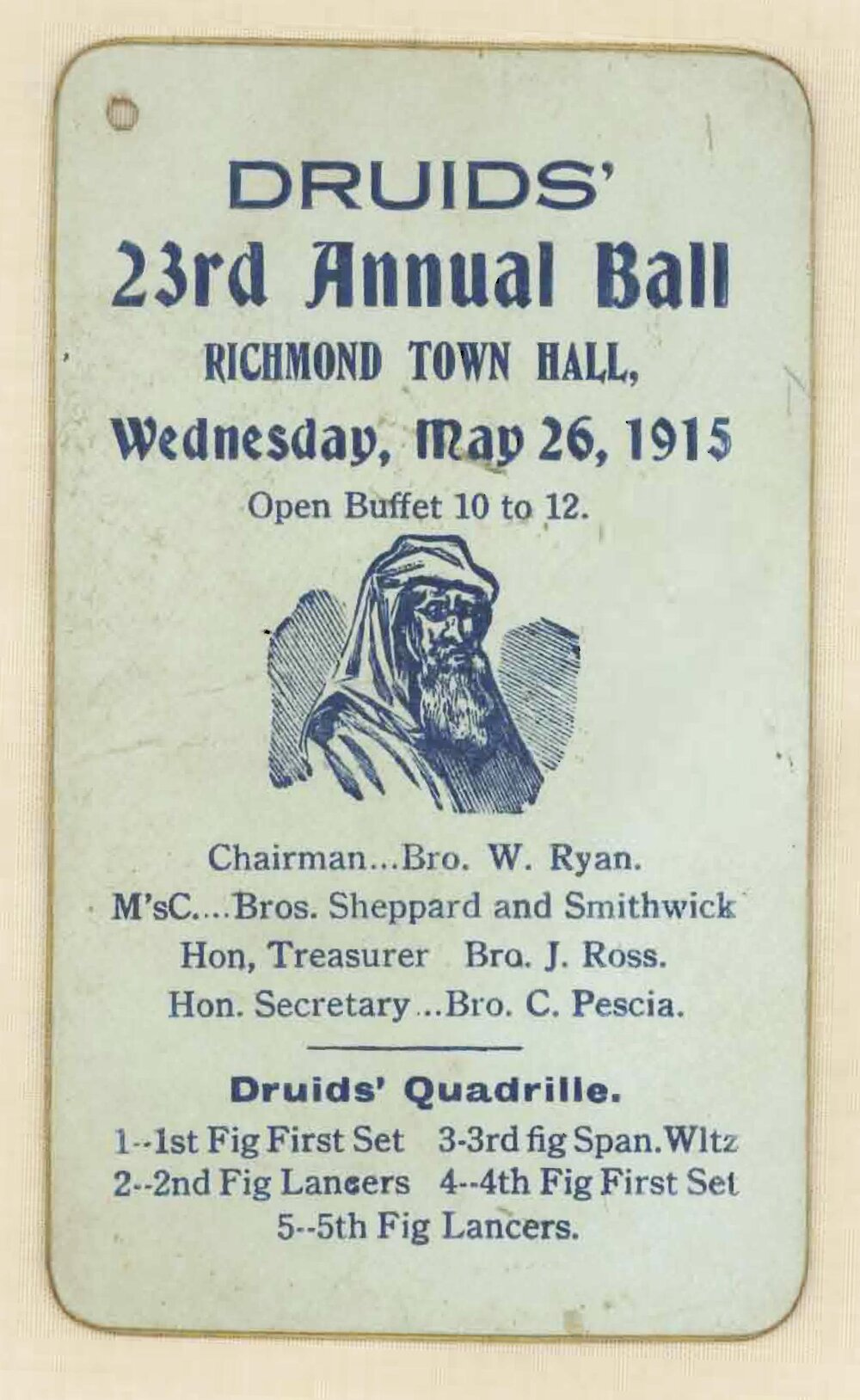 Druids' 23rd annual ball, 26th May 1915