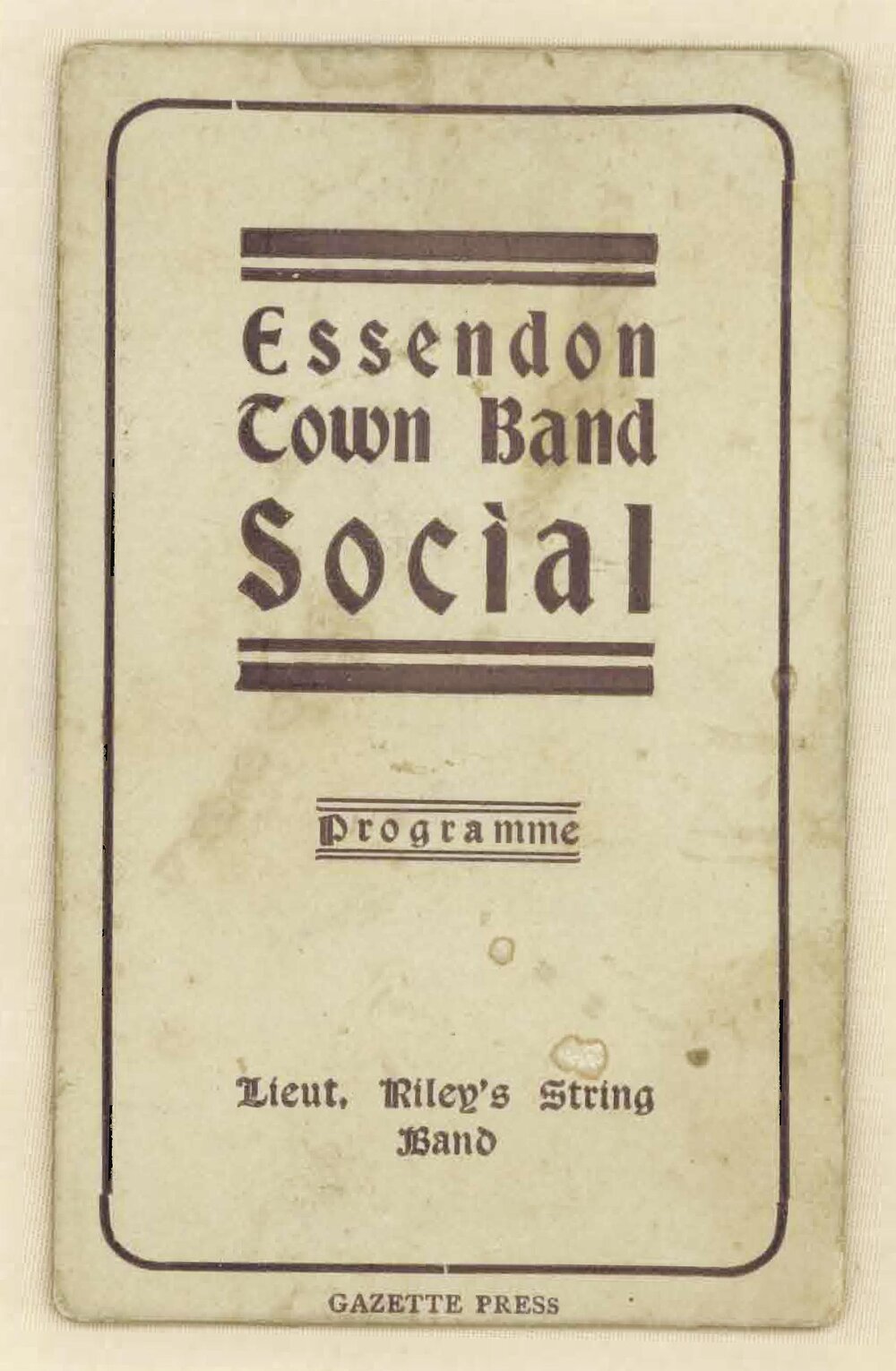 Essendon town band social programme