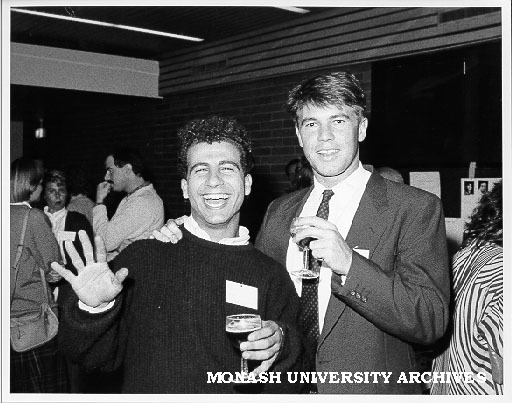 Harry Iliopoulos (left) and Craig Hutchinson at first Geography alumni meeting,