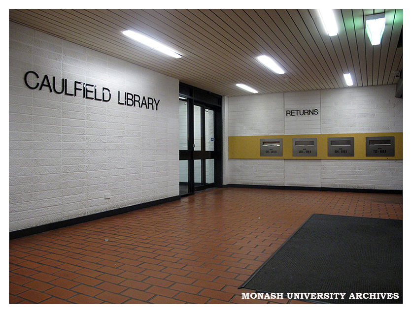 Library entrance and returns chutes, Caulfield campus