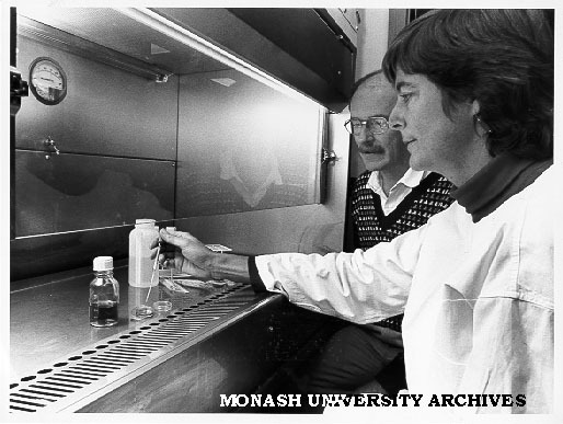 Mrs Catherine Guli and Dr David Smyth in laboratory