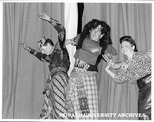 Third year students of Department of Indonesian and Malay performing modern Indonesian play 'Kapia Kapai' about a journey to the end of the world