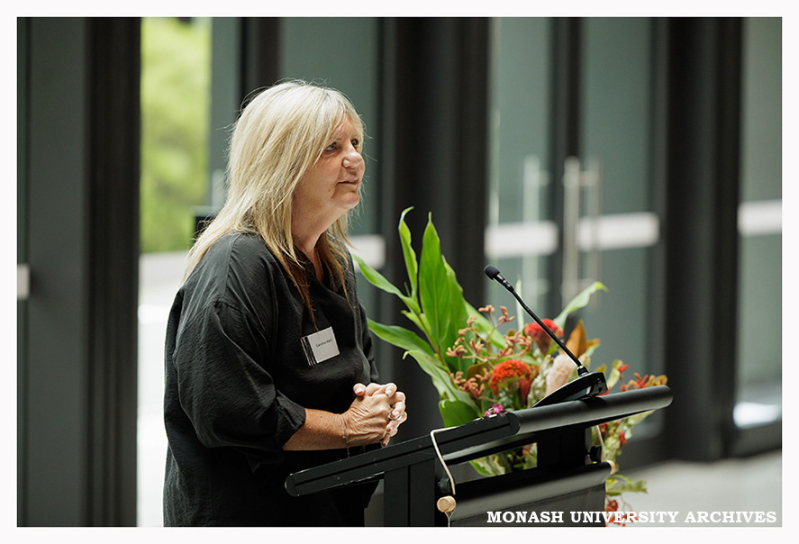 Boonwurrung custodian Caroline Martin speaking at the naming of the Alan Finkel Building for Technology and Design