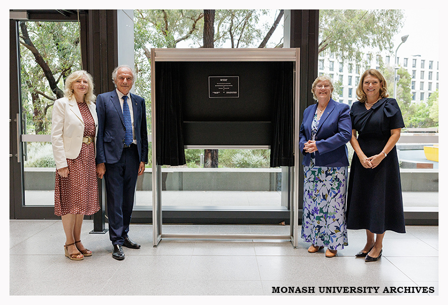 Dr Elizabeth Finkel, Dr Alan Finkel, Chancellor Dr Megan Clarke and Vice-Chancellor Professor Sharon Pickering at the naming of the Alan Finkel Building for Technology and Design