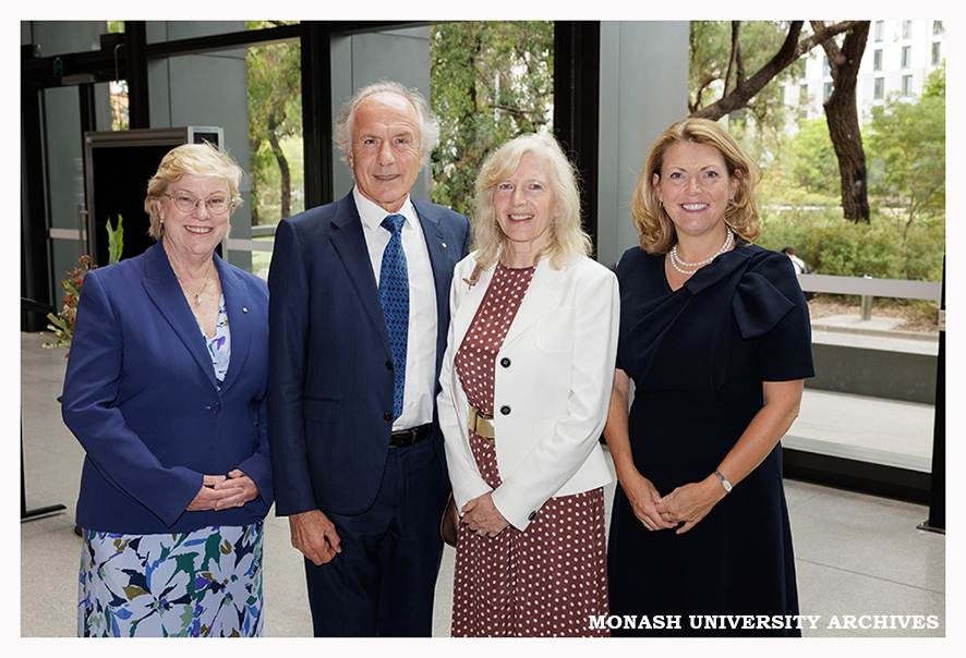 Chancellor Dr Megan Clarke, Dr Alan Finkel, Dr Elizabeth Finkel and Vice-Chancellor Professor Sharon Pickering at the naming of the Alan Finkel Building for Technology and Design